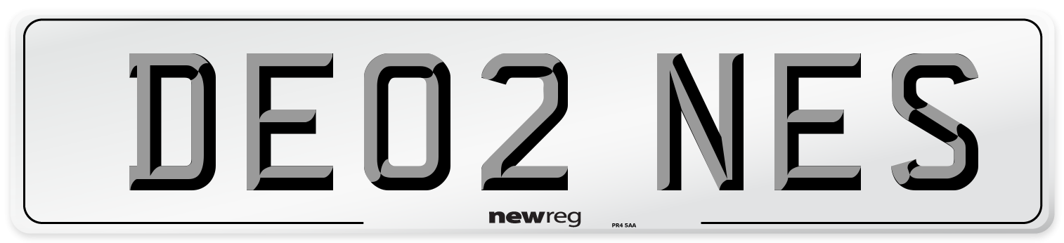DE02 NES Number Plate from New Reg